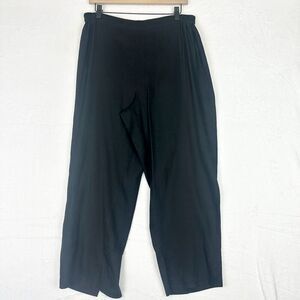 Amelline Linen Blend Pull On Pants Size XL Cropped Black Minimalist Lagenlook